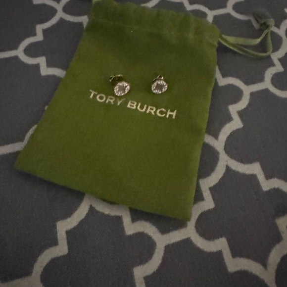 Tory Burch Jewelry - Tory Burch Gold-Tone Stud Earrings with Pale Pink Center